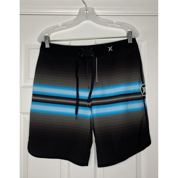 Hurley Mens Phantom Boardshorts Bathing Suit‎ Black Blue 30 - Picture 1 of 5